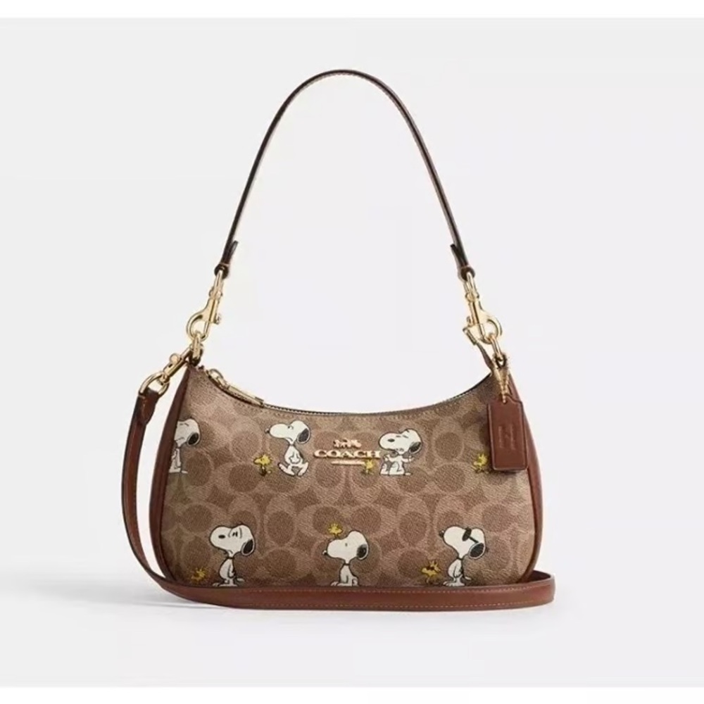 Coach X Peanuts Teri Shoulder Bag In Signature Canvas With Snoopy Print